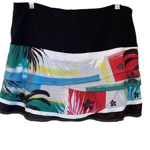 Lucky in Love Size XL (14) Tennis Pickleball Tiered Skort Tropical Print